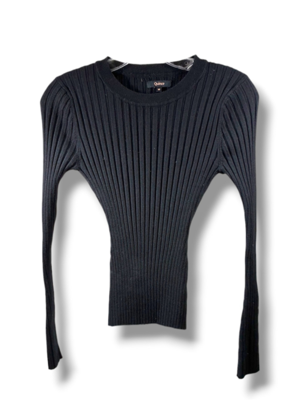 Women's Quince Ribbed Crew Neck Sweater Black Size M